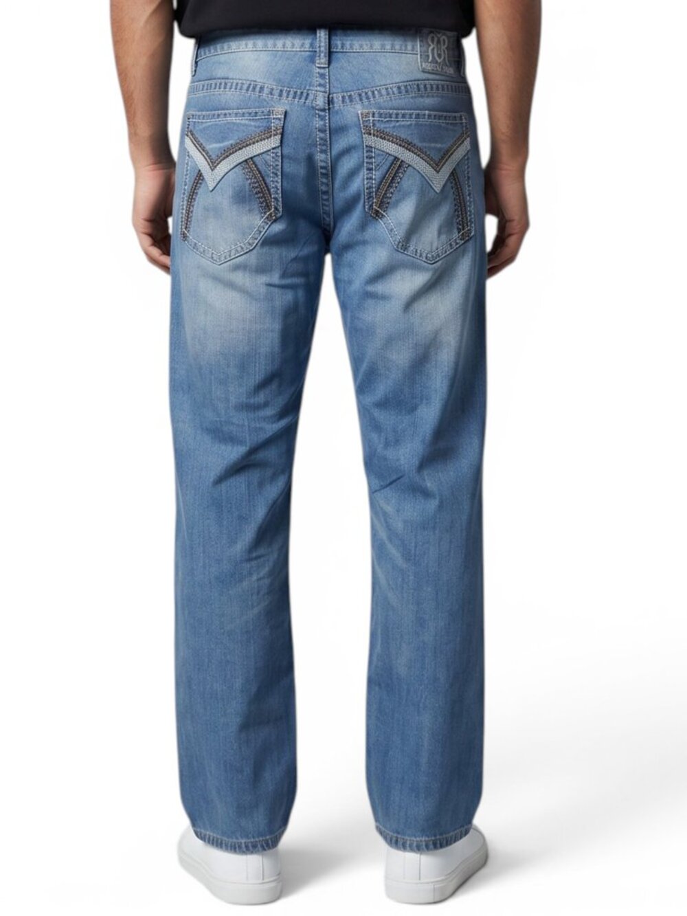 Request Jeans Men's Straight Fit Jeans Size 34x30 Embroidered Flap Pocket BKE